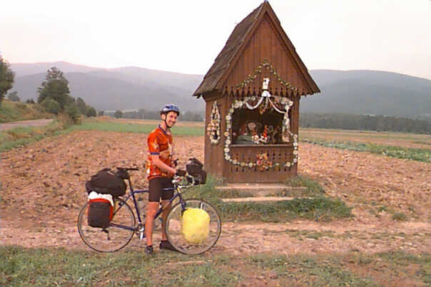 Fred at a crawling Jesus shrine in the Tatras