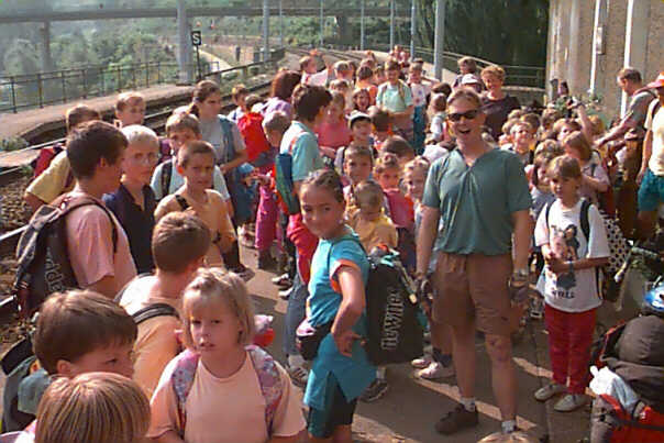 Waiting for the kiddie train in Slovenia