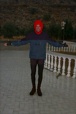 Fred debuts his fall rain ensemble