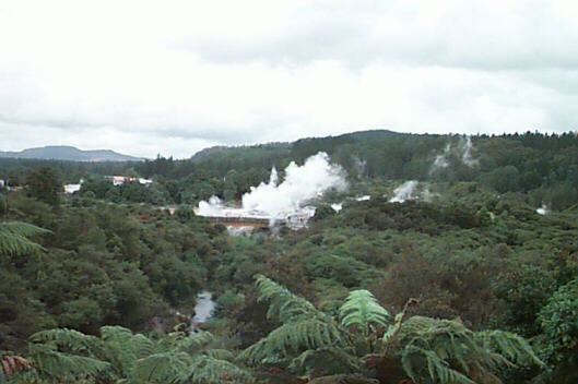 Greetings Maori style Steaming landscape of Whakarewarewa