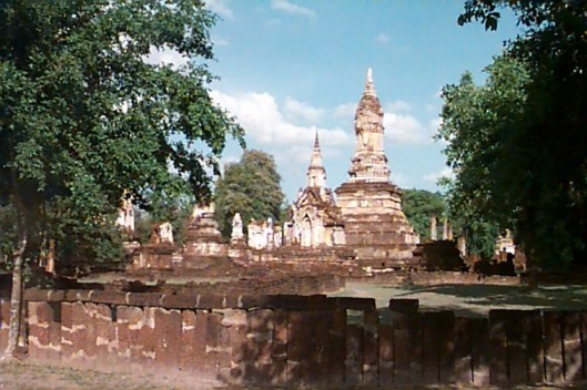 Fred displaying his new bike in Old Sukhothai A postcard view of Sukhothai