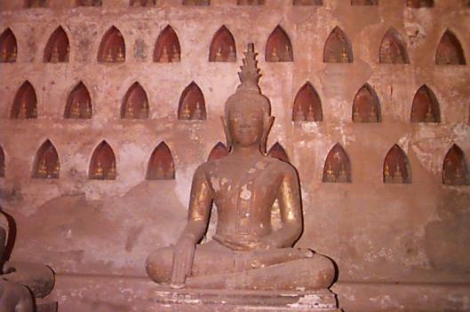 Arriving in Laos Buddha niches in Vientiane