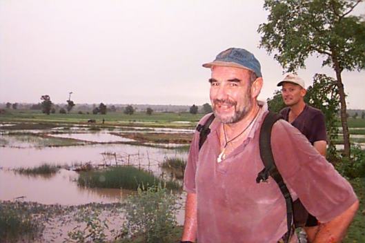 Bruce and Eric, honorary brats Savannakhet's ex-pat crowd shown here with their favorite beverage
