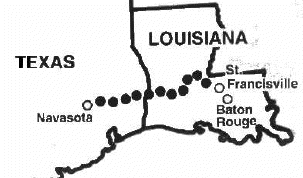 Texas to Louisiana route map